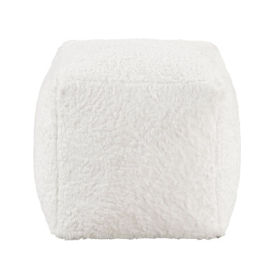 Modern Faux Fur Pouf In , Non-slip Floor Feature, Zippered, 300lbs Weight Capacity Pouf, Square With Surface, Zipper Closure, 300lb