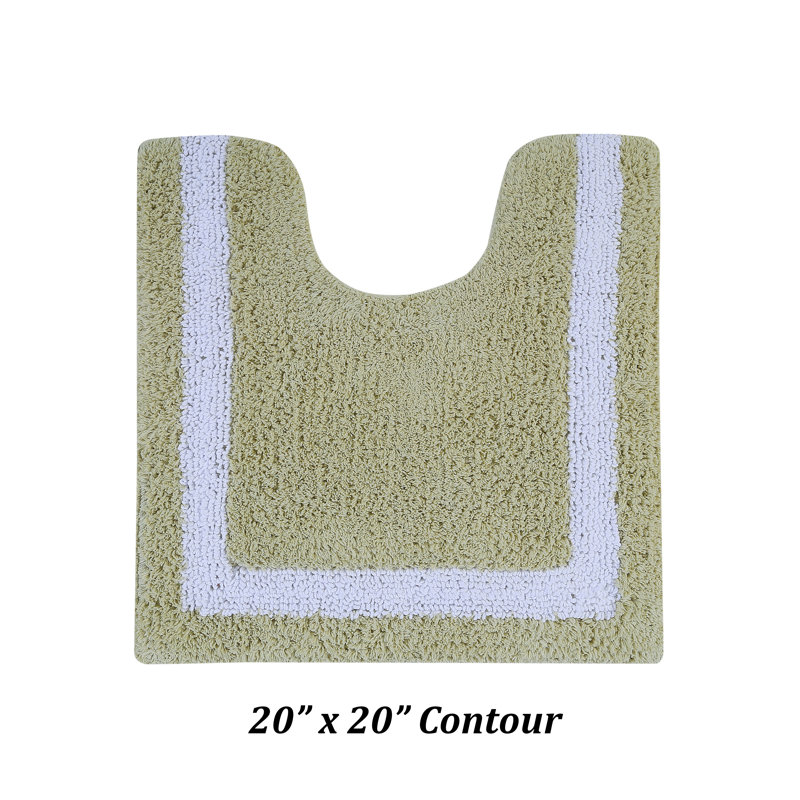 Sage and White Cotton Tufted Reversible Bath Rug Set