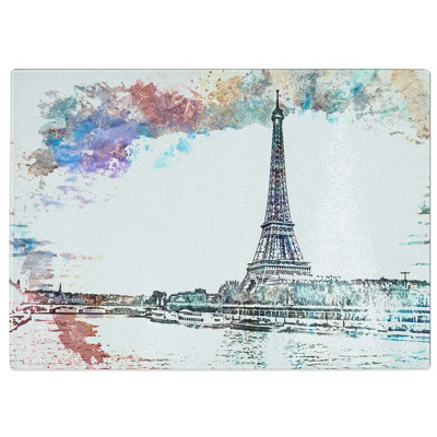 Tempered Glass The Eiffel Tower in Paris France in Abstract Cutting Board