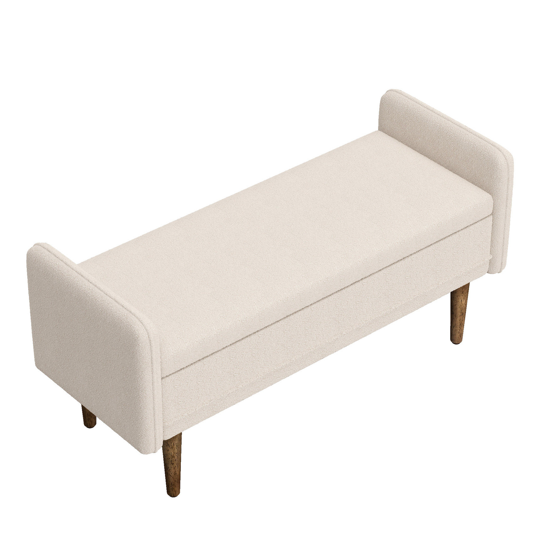Latitude Run® Beige Velvet Seat With Convenient Storage For Living ...