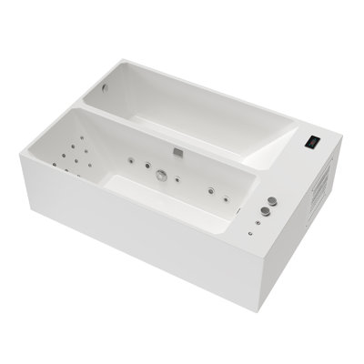 78 In. X 55 In. Dual Zone Cold Plunge - Ozone - Chiller - Heater And 20 Jets Whirlpool Bathtub - Thermostat In White