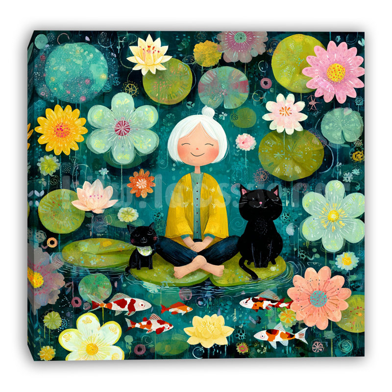 Art mural sur toile tendue Lotus Pond, l 40 po x H 40 po x P 1,5 po