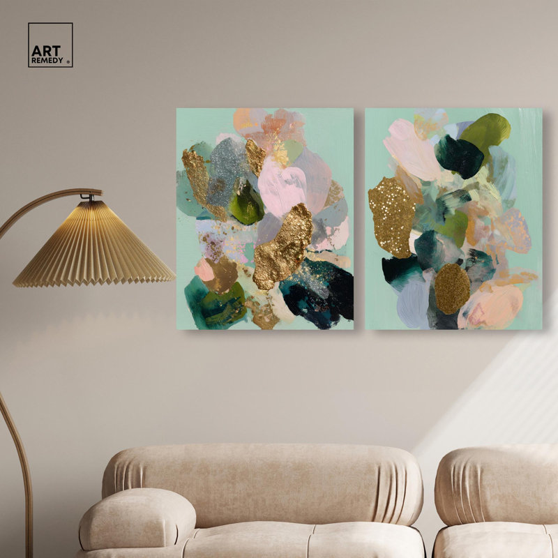 Ensemble de 2 décorations murales Boho Gilded Botanical Dream par Art Remedy, 20 x 24, H 24 po x l 20 po