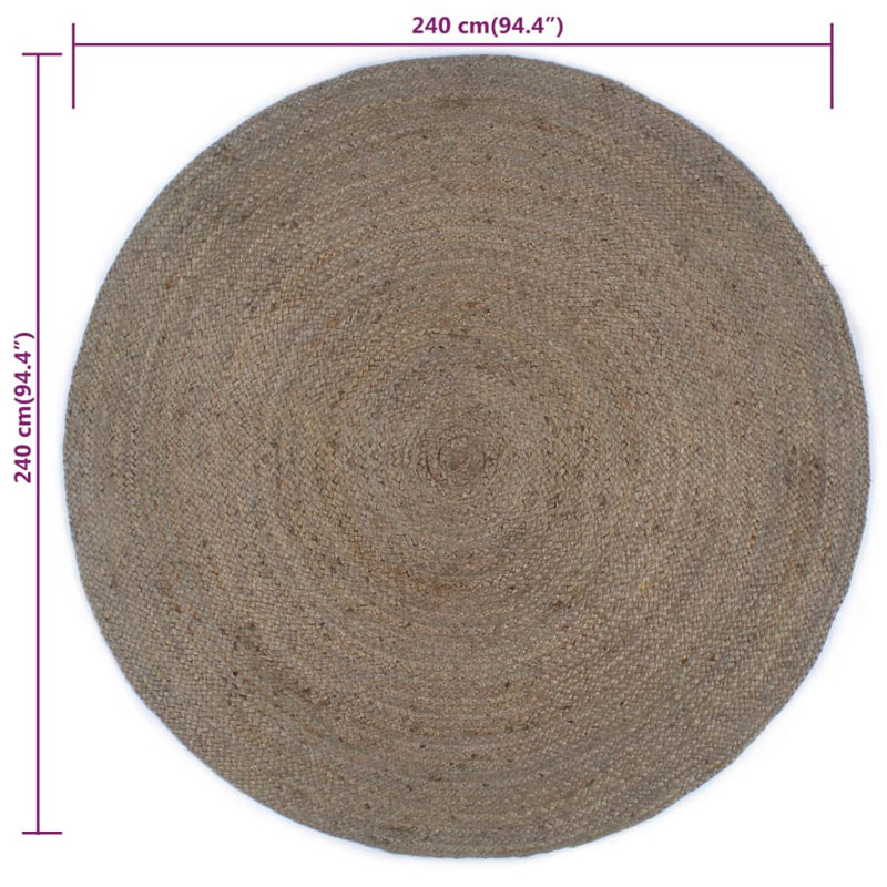 Round Denelle Solid Colour Hand Woven Area Rug, Round 240 cm
