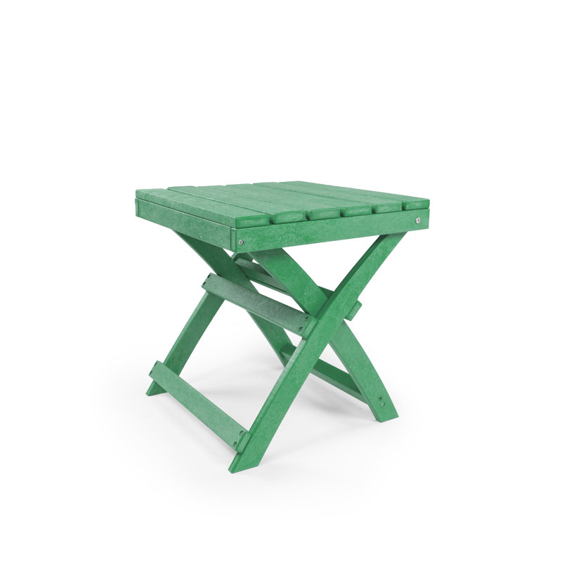 Seaview Fully Assembled All-Weather Recycled HDPE Outdoor Folding Side Table, Green