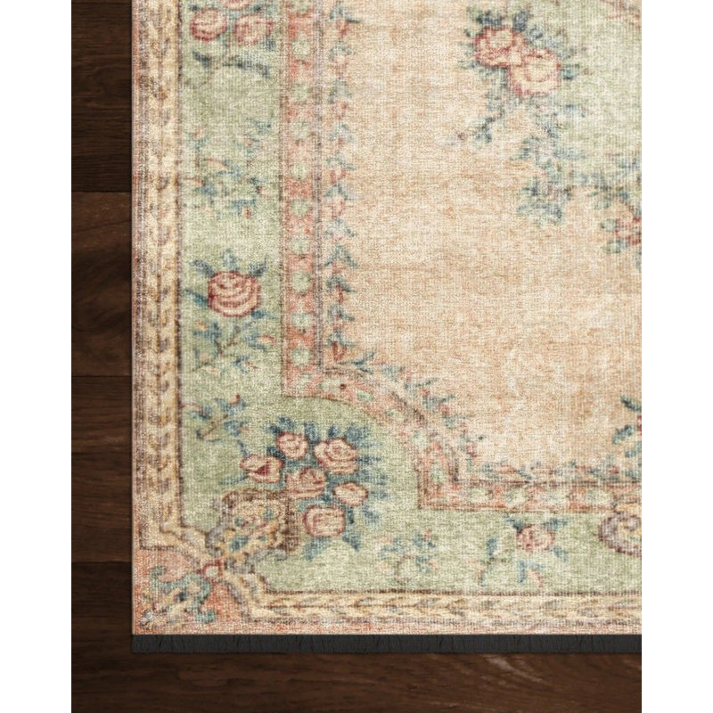 Tapis oriental en coton tissé à la machine Blende, Rectangle 3 pi 4 po x 6 pi 7 po