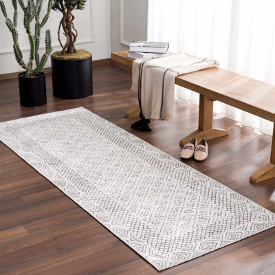 Marvina Machine Washable Moroccan Black and White Area Rug
