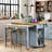 Kitchen Island With Extendable Dining Table, Internal Storage Rack, Power Outlet, 2 Drawers, 2 Cabinet And Open Shelves-2140666958
