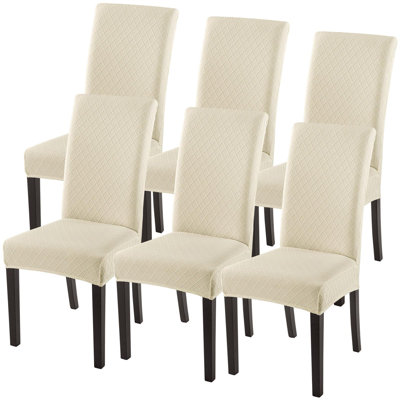 Dining Room Chair Covers Set Of 6, Stretch Jacquard Parsons Chair Slipcovers Super Fit Removable Washable Kitchen Chair Protector Cover