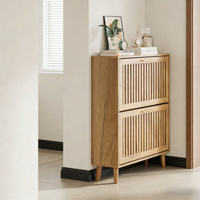 Shoe Storage Cabinet With Louvre Flip Doors