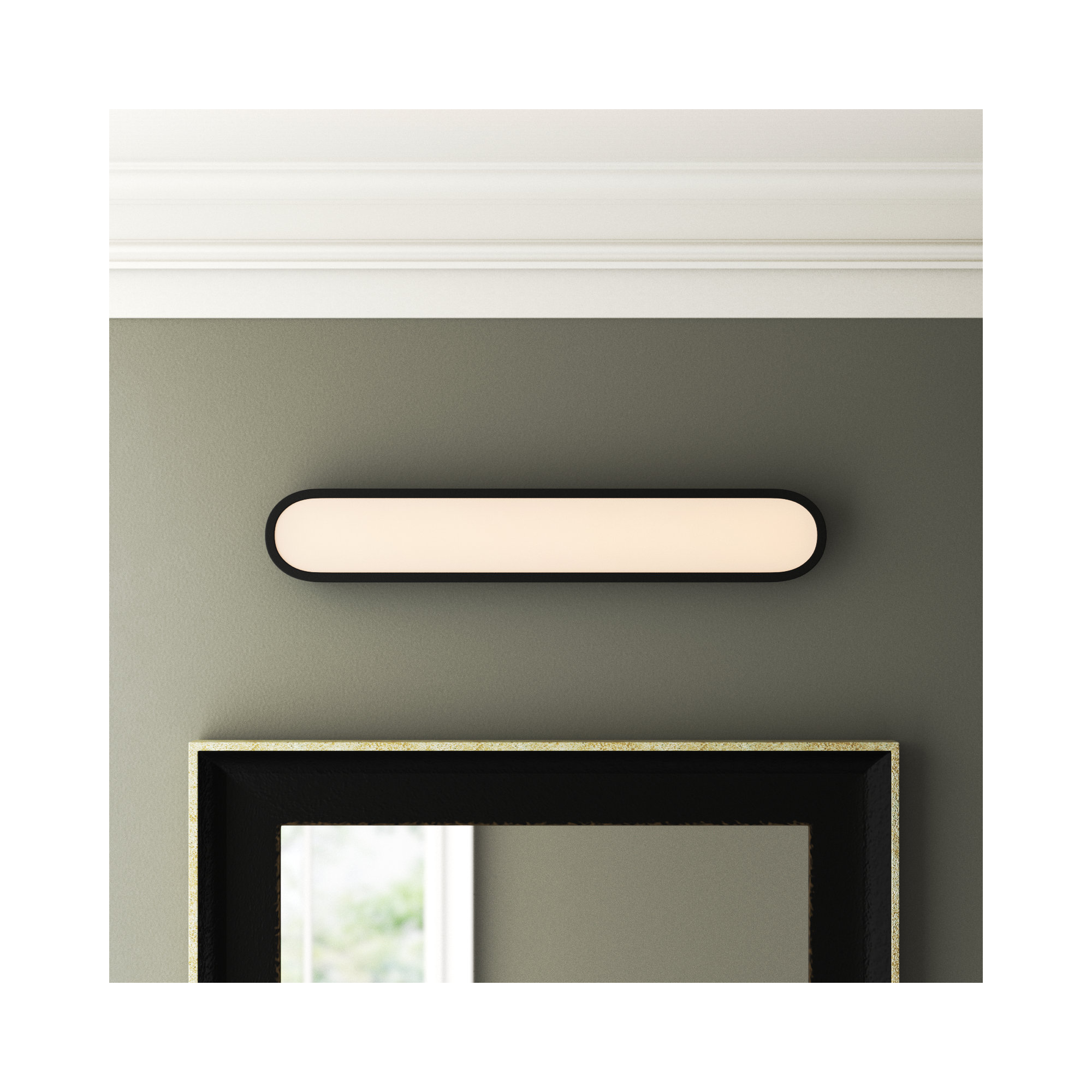 Single Dimmable LED Bath Bar, Black/White, 30"