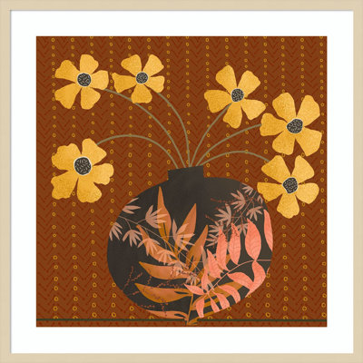 «Autumn Flower Vase I» par Regina Moore, impression sur bois encadrée