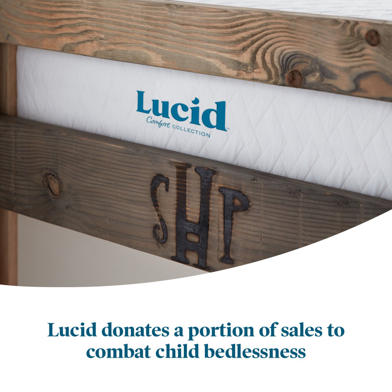 Surmatelas en mousse viscoélastique imprégnée de gel de 2 po avec housse Lucid, Twin, 2 pouces