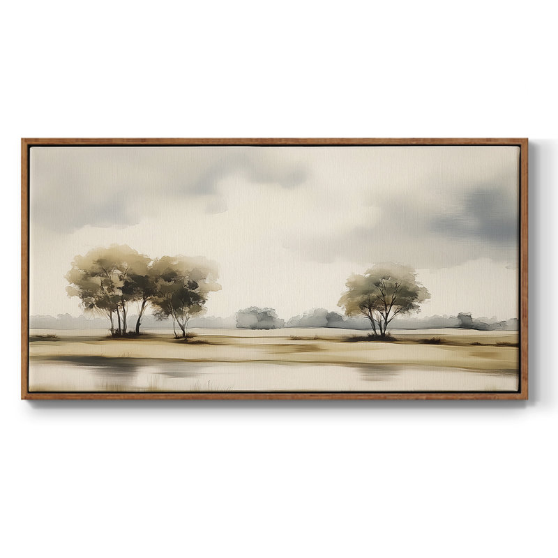Paysage, série CLCL-XXVII, toile tendue avec châssis, prête à être accrochée, H 17 po x l 33 po, Noyer