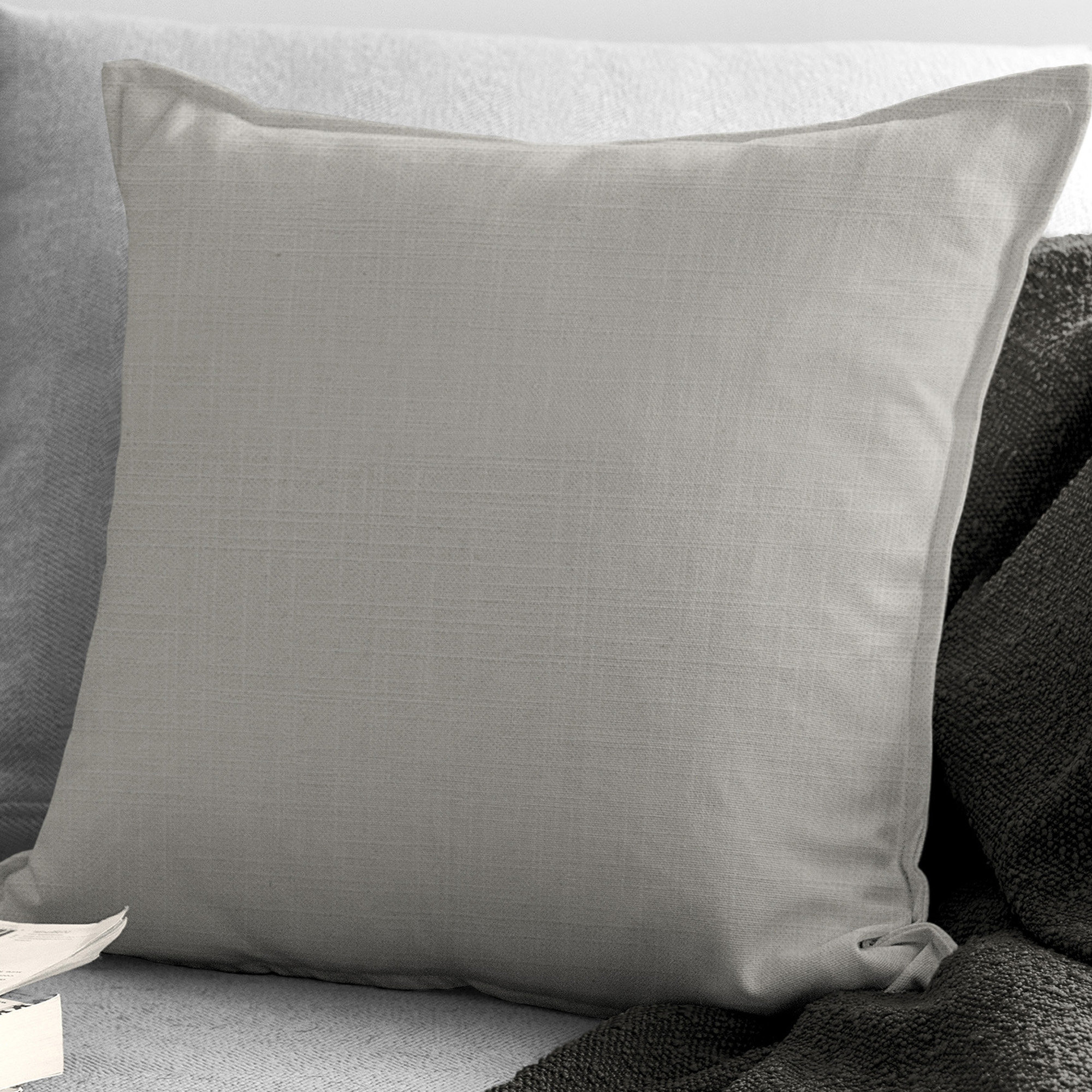 White Linen Flange Edge Pillow Cover Bright White Pillow 