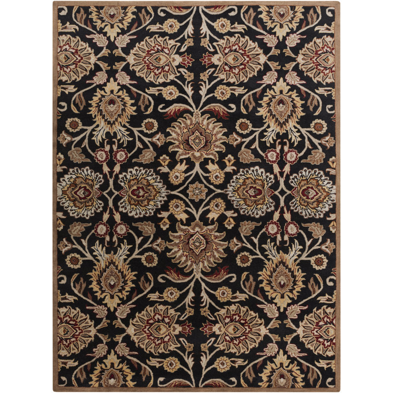 Tapis noir / chameau en laine touffeté à la main Arden, Rectangle 9 pi x 12 pi