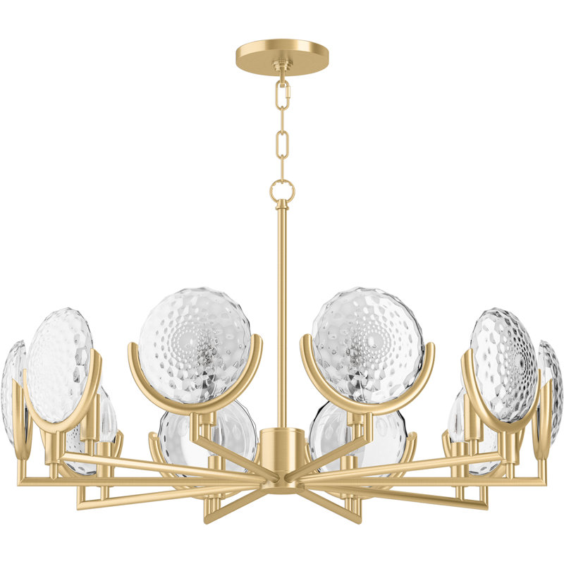 Arendela 10 - Light Sputnik Modern Linear Chandelier, Brushed Brass
