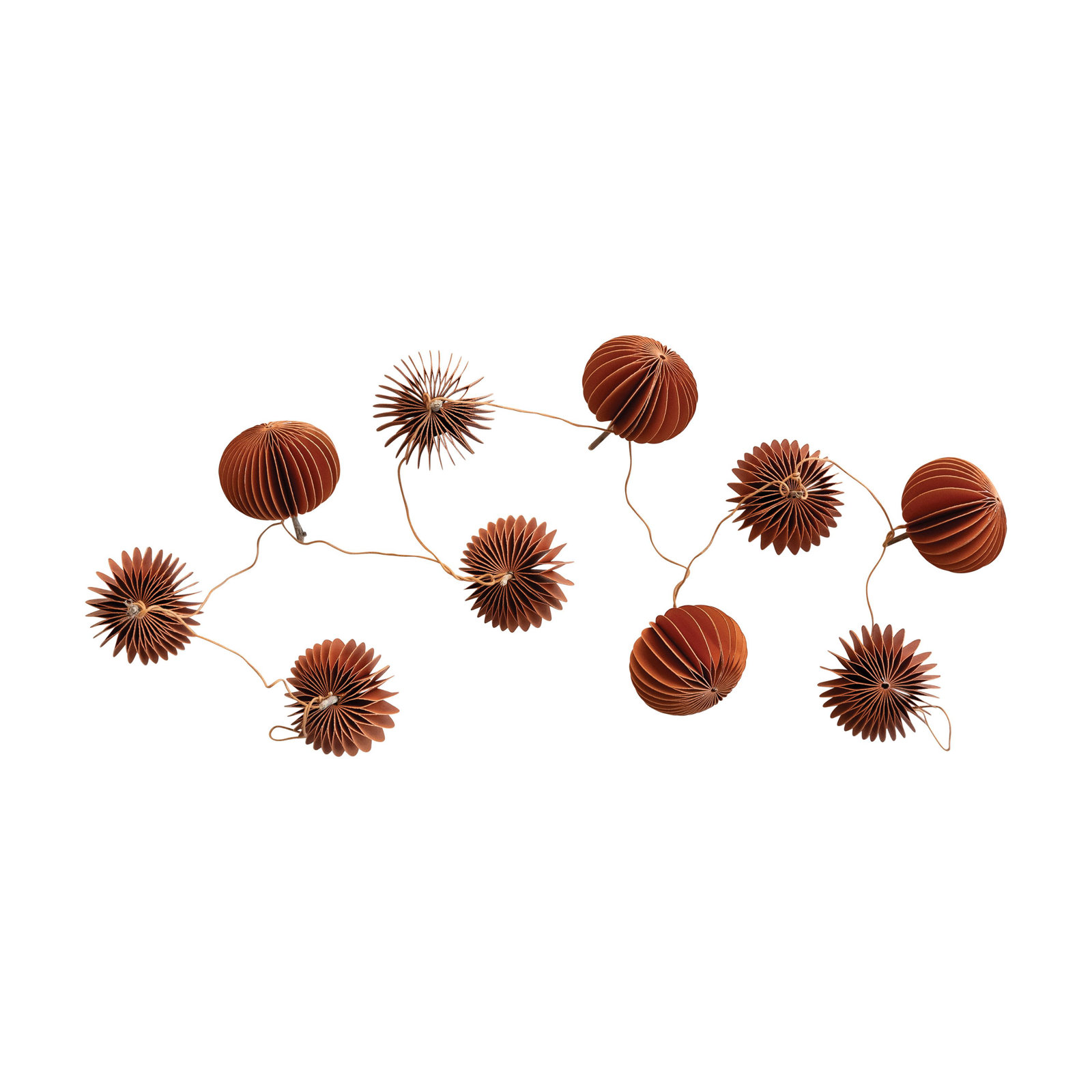 Paper Folding Honeycomb Pumpkin Garland With Twig Stems In Kraft Box