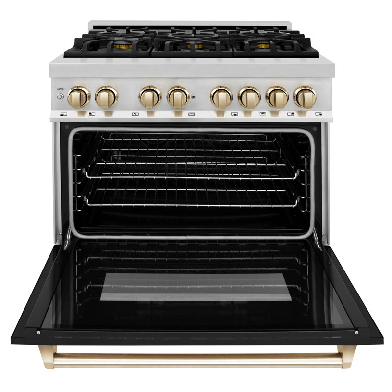ZLINE Autograph 36" Legacy Dual Fuel Range w/ 6 Burners, Polished Gold