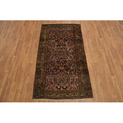 Tapis de couloir rétro en laine à motif floral 3 x 7