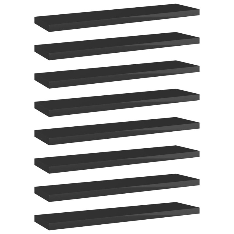 Tablettes pour bibliothèque 8 pièces en bois d'ingénierie, (8 tablettes) H 0,6 po x l 31,5 po x P 15,7 po, Noir lustré