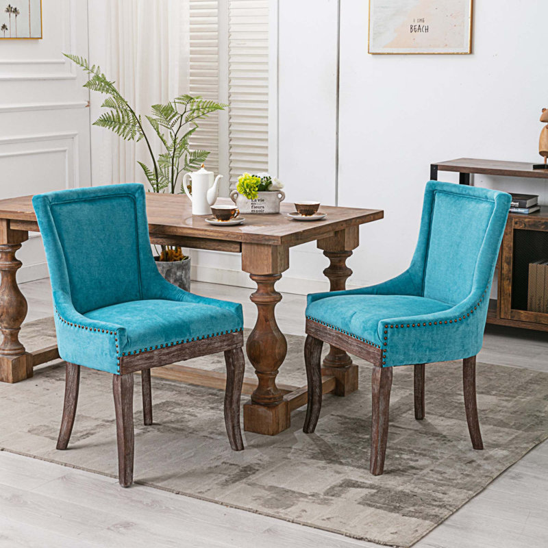 Chaise d'appoint large Soleia, Tissu bleu