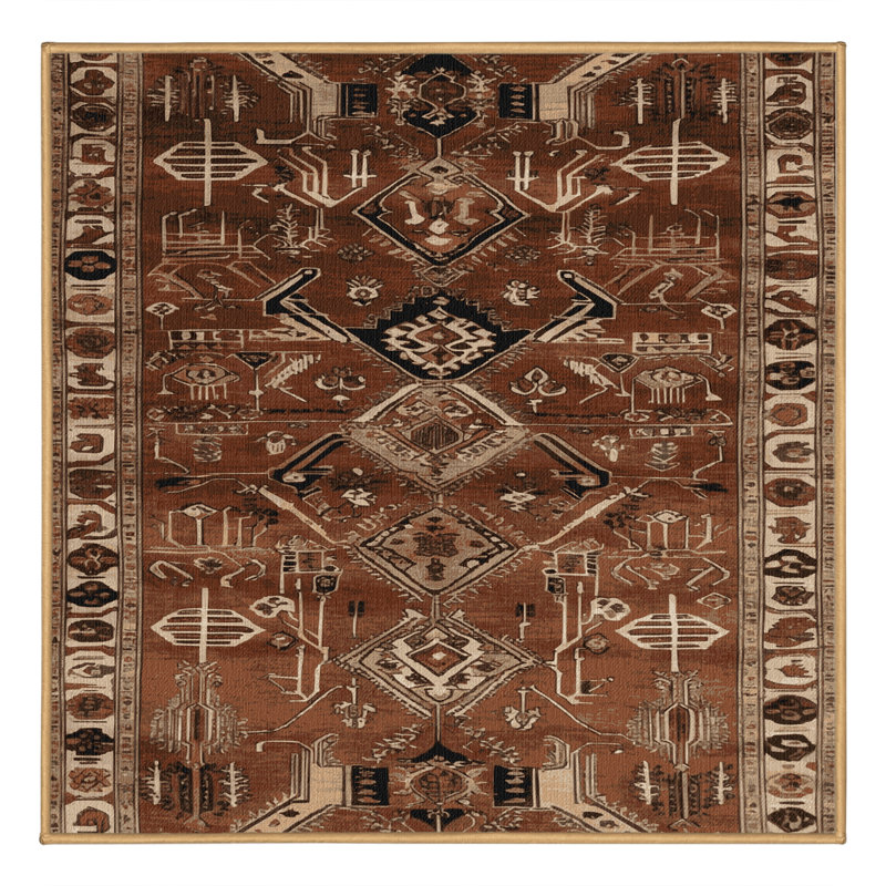 Tapis brun lavable à la machine, Carré 8 pi