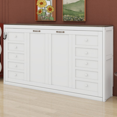 Modern Murphy Bed with LED Lighting, Cabinet Folding Design