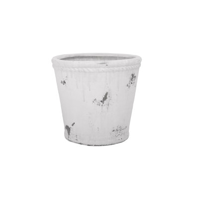Terracotta Round Pot White