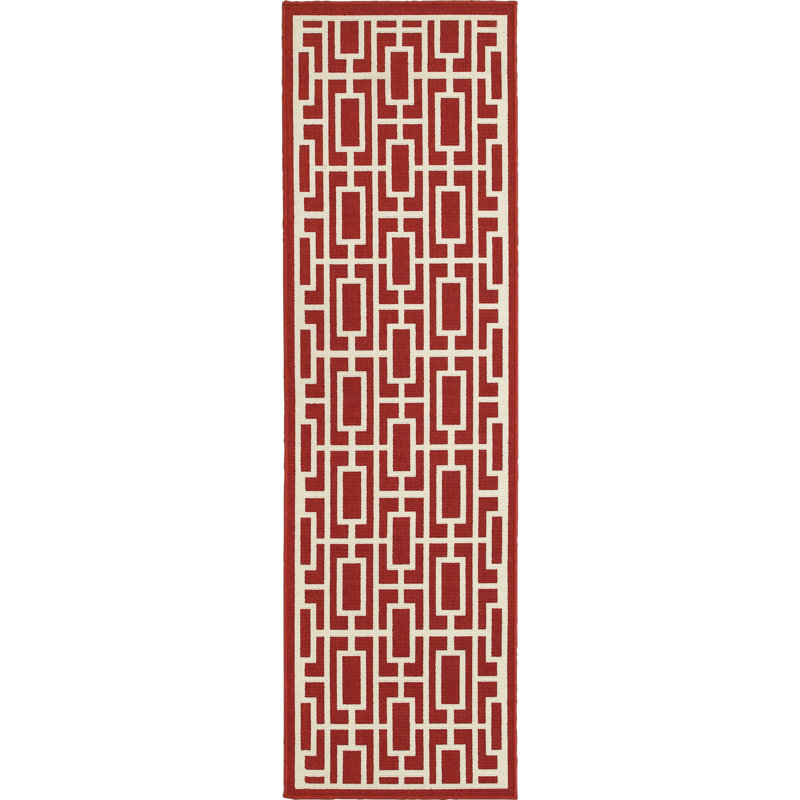 Jacobson Geometric Indoor / Outdoor Rug, Runner 2'3" x 7'6"