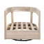 Fauteuil club d'extérieur pivotant en bois, finition blanc clair avec coussin-1162729292