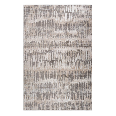 8' X 11' Beige and Brown Abstract Distressed Area Rug