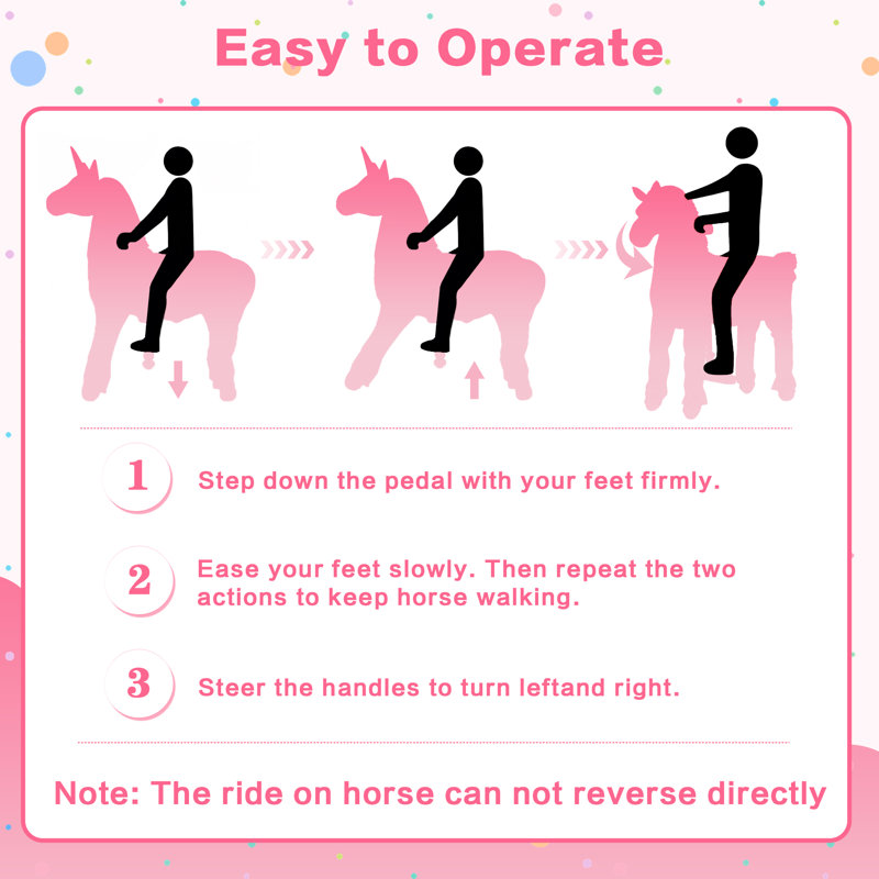 Ride On Unicorn Toys For Kids, Ride On Toy For 4 To 9 Years Old, 36.6'' Height Riding Horse Rider Mechanical Walking Action Plush Animal, No Battery Or Electricity, Max Load 165Lbs