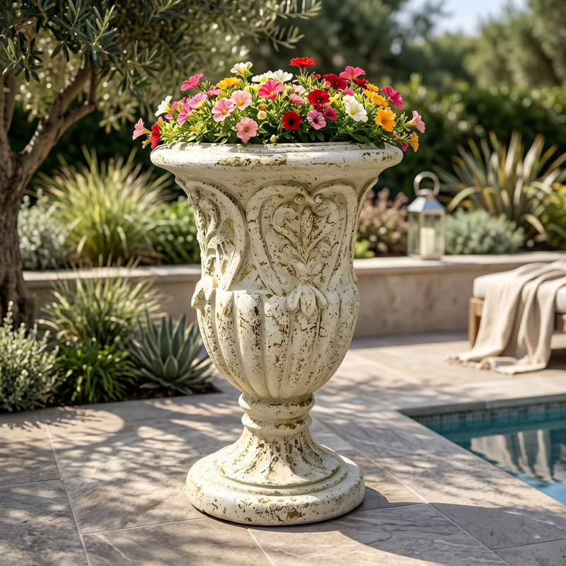Pot de fleurs décoratif d'extérieur en oxyde de magnésium rustique de 63,5 cm (25 pouces) avec fini rouille