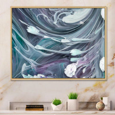 Turquoise And Purple Liquid Flow Art VI - Print on Canvas