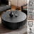 31.5'' Modern Round Wooden Olive-shaped Coffee Table with Solid Wood Fluted Design for living room-2094202455