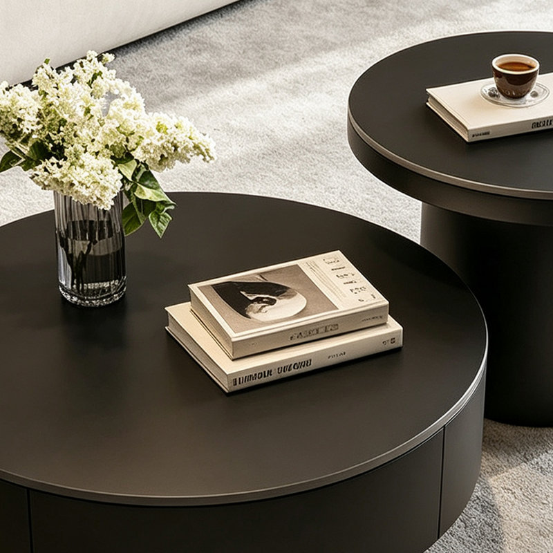 Table basse de luxe à l'italienne, Noir, Couleur unie