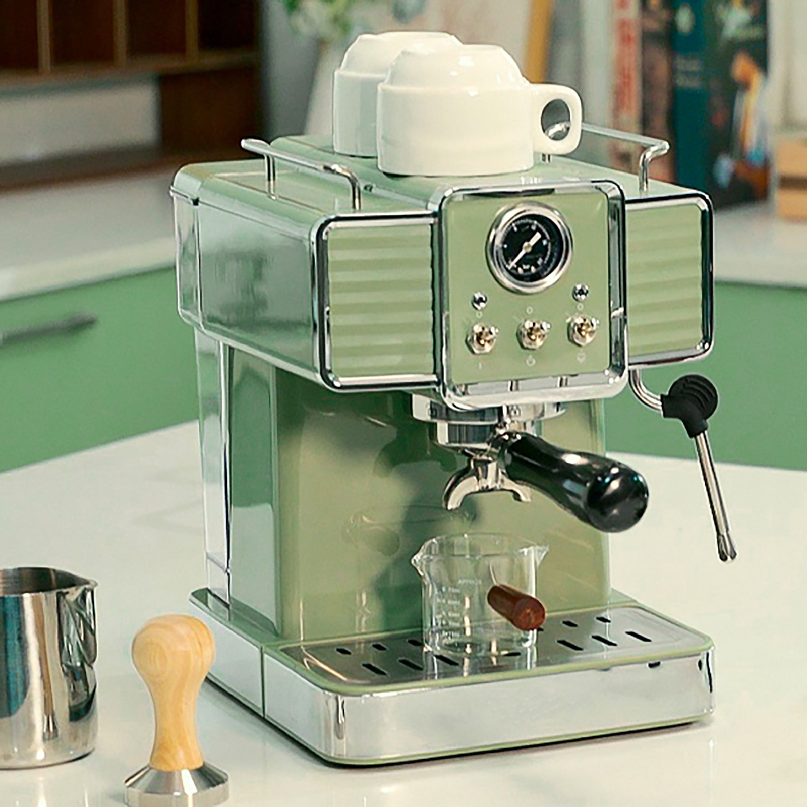 Geek Chef Retro Style Espresso Coffee Machine with Milk Frother Steam Wand Wayfair