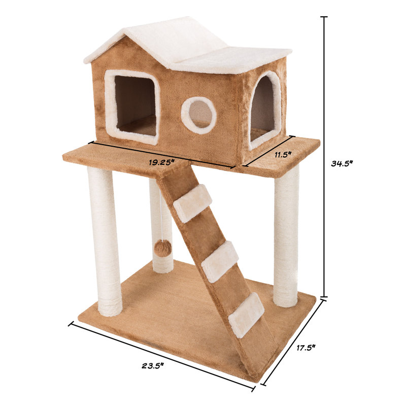  PETMAKER 35in Cat Tree with House, Brown