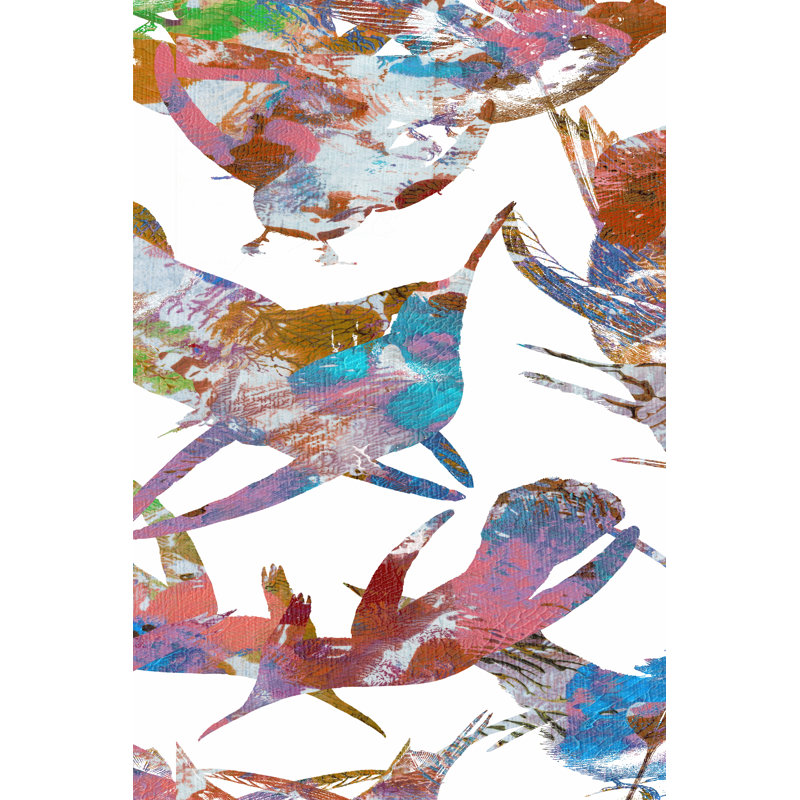 Bright Flight Birds V by Studio W - Wrapped Canvas Painting, 46cm H x 30cm W
