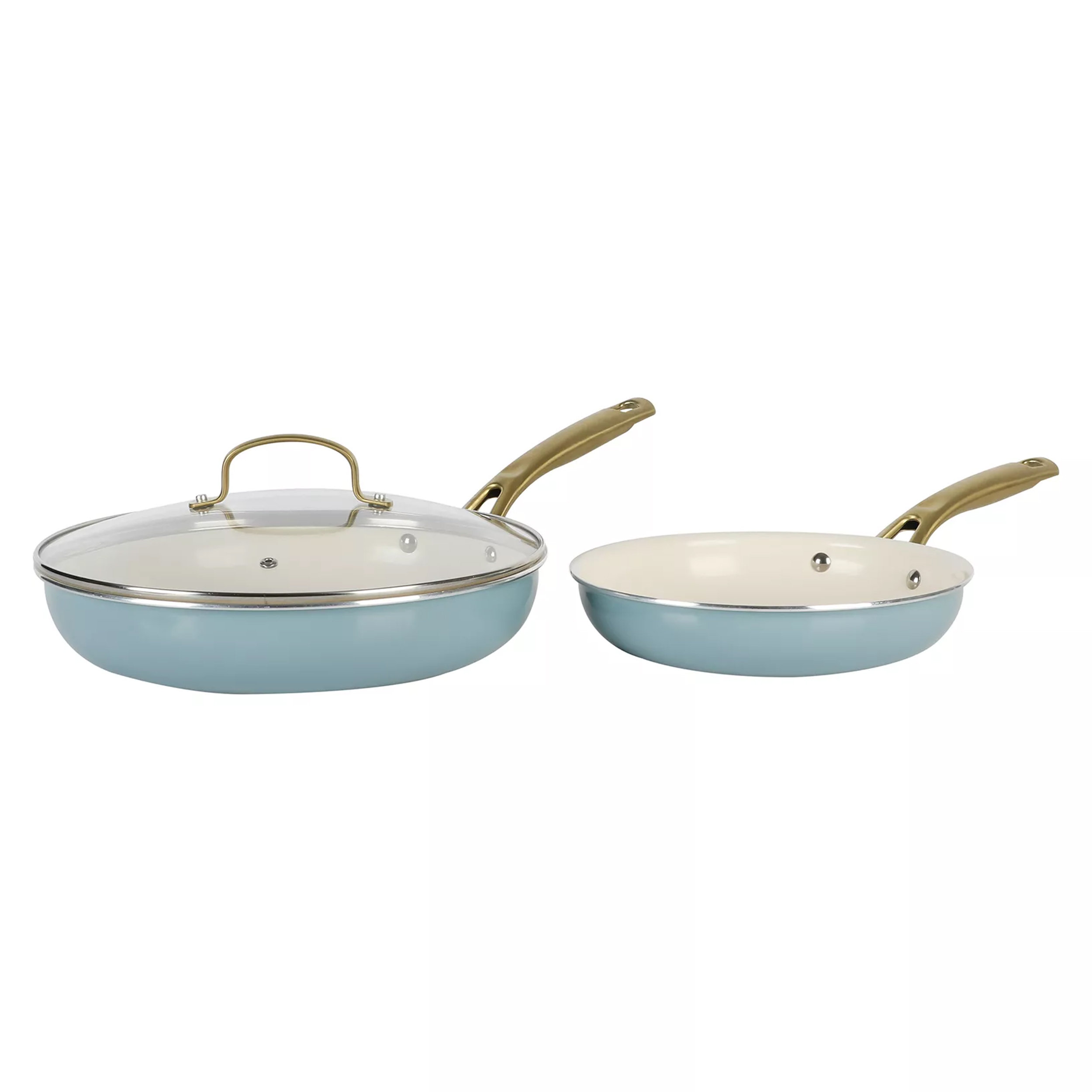 Wolfgang Puck 3-Piece Stainless Steel Skillet Set, Scratch-Resistant Non-Stick Coating