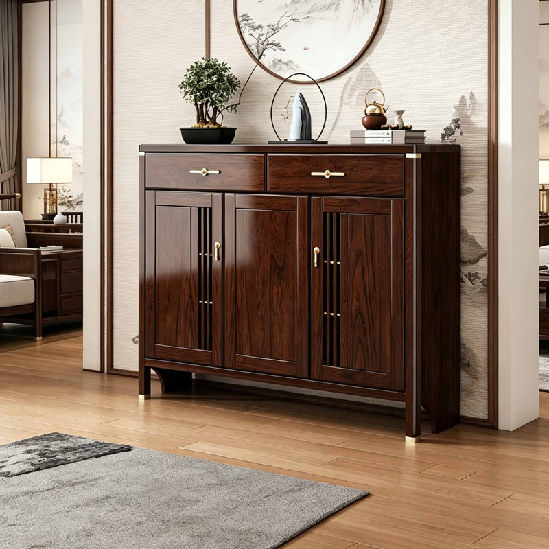 Chinese style multi-layer shoe cabinet, 39.37" H x 55.12" W x 13.78" D