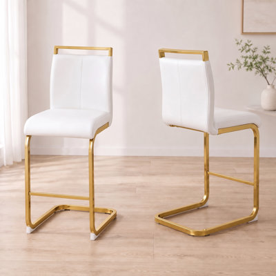 Tabouret de comptoir en similicuir 25 po avec structure en métal Chatrice