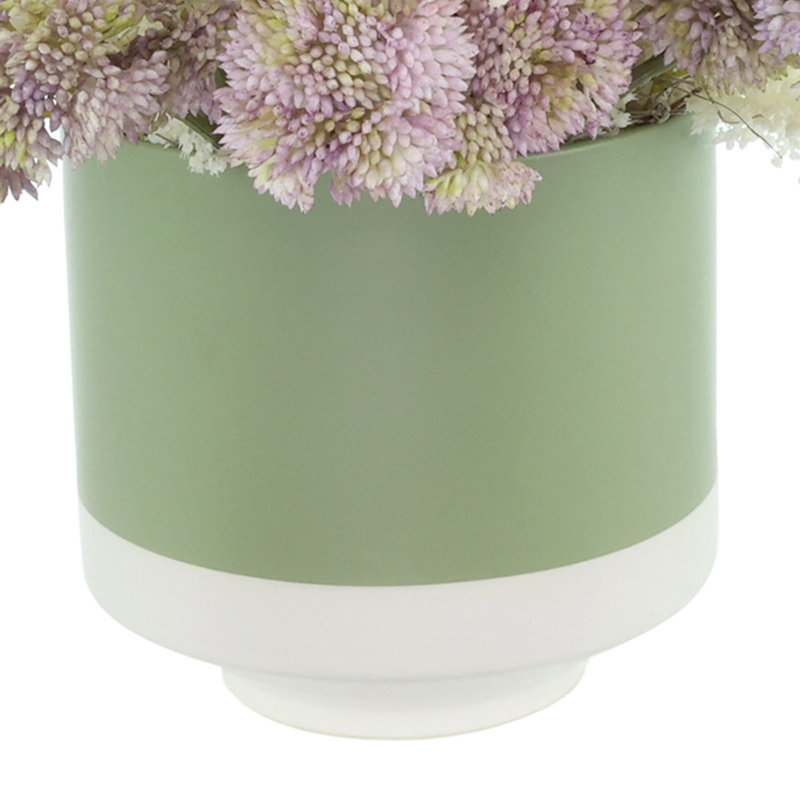 Sedum and Pampas Arranged in Ceramic Pot