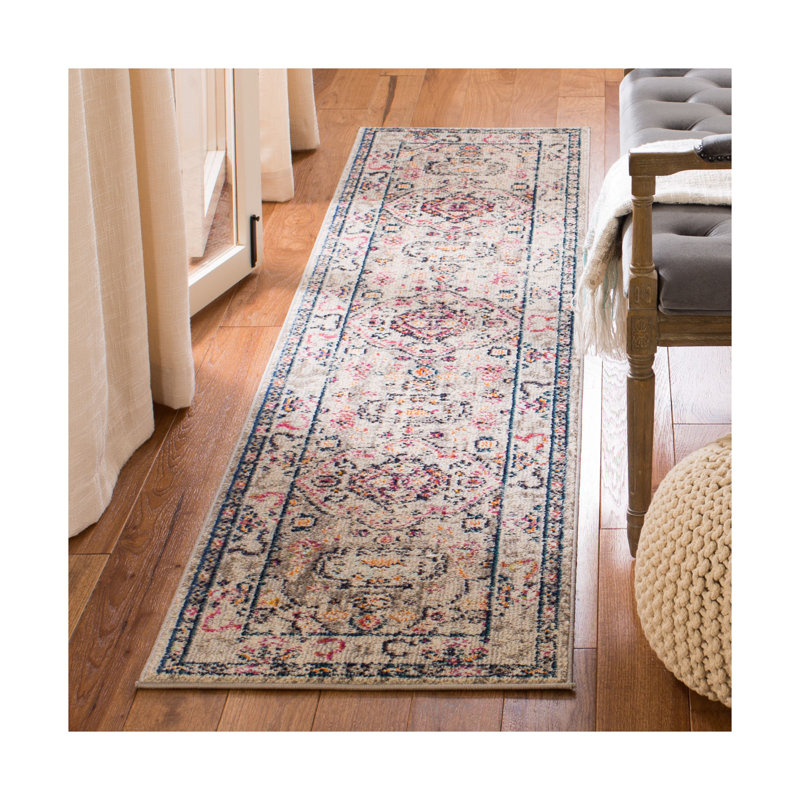 Felty Oriental Gray/Blue/Orange Area Rug, Runner 2'2" x 22'
