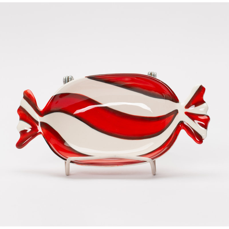 Ceramic Peppermint Candy Dish Set of 2