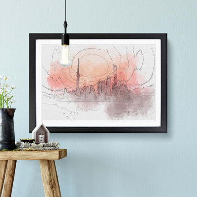 The Shanghai China Skyline in Abstract - Picture Frame Graphic Art Print