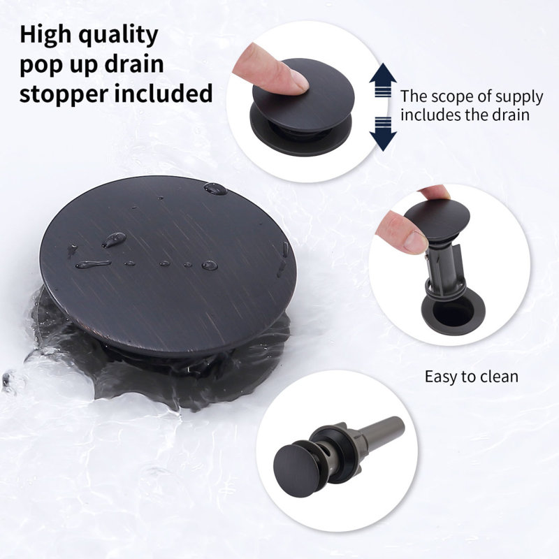 Robinet de lavabo pour salle de bain à 2 poignées à 2 poignées et robinet à deux poignées de lavabo en bronze huilé à 3 trous avec bec pivotant à 360 ° et ensemble de bonde escamotable