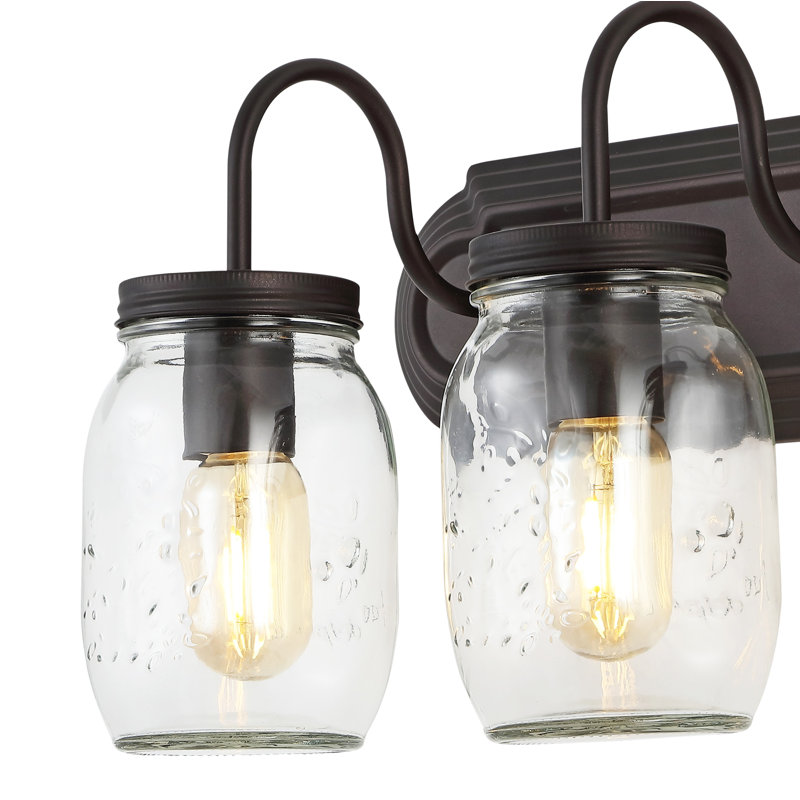  Roo Farmhouse Industrial Iron Mason Jar LED Vanity