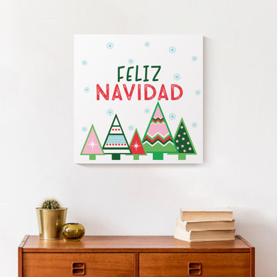 Feliz Navidad Trees - Impression sur toile